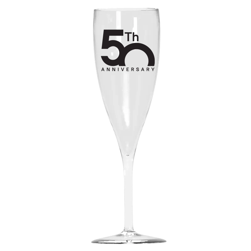 Flûte à champagne transparente personnalisée en 1 couleur, incassable fabriqué en tritan, contenance 16 cl