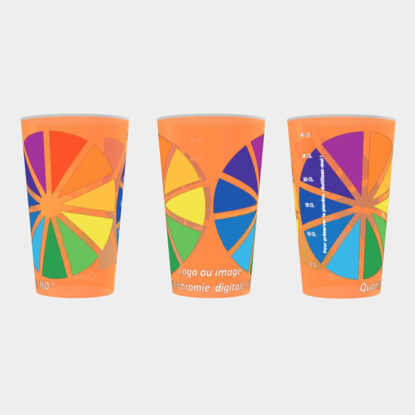 Gobelet 25 / 33 cl personnalisation en quadrichromie digitale 360° , (sans limite de couleurs)
