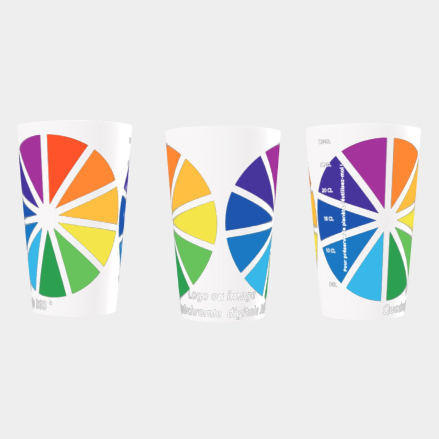 Gobelet 25 / 33 cl personnalisation en quadrichromie digitale 360° , (sans limite de couleurs)